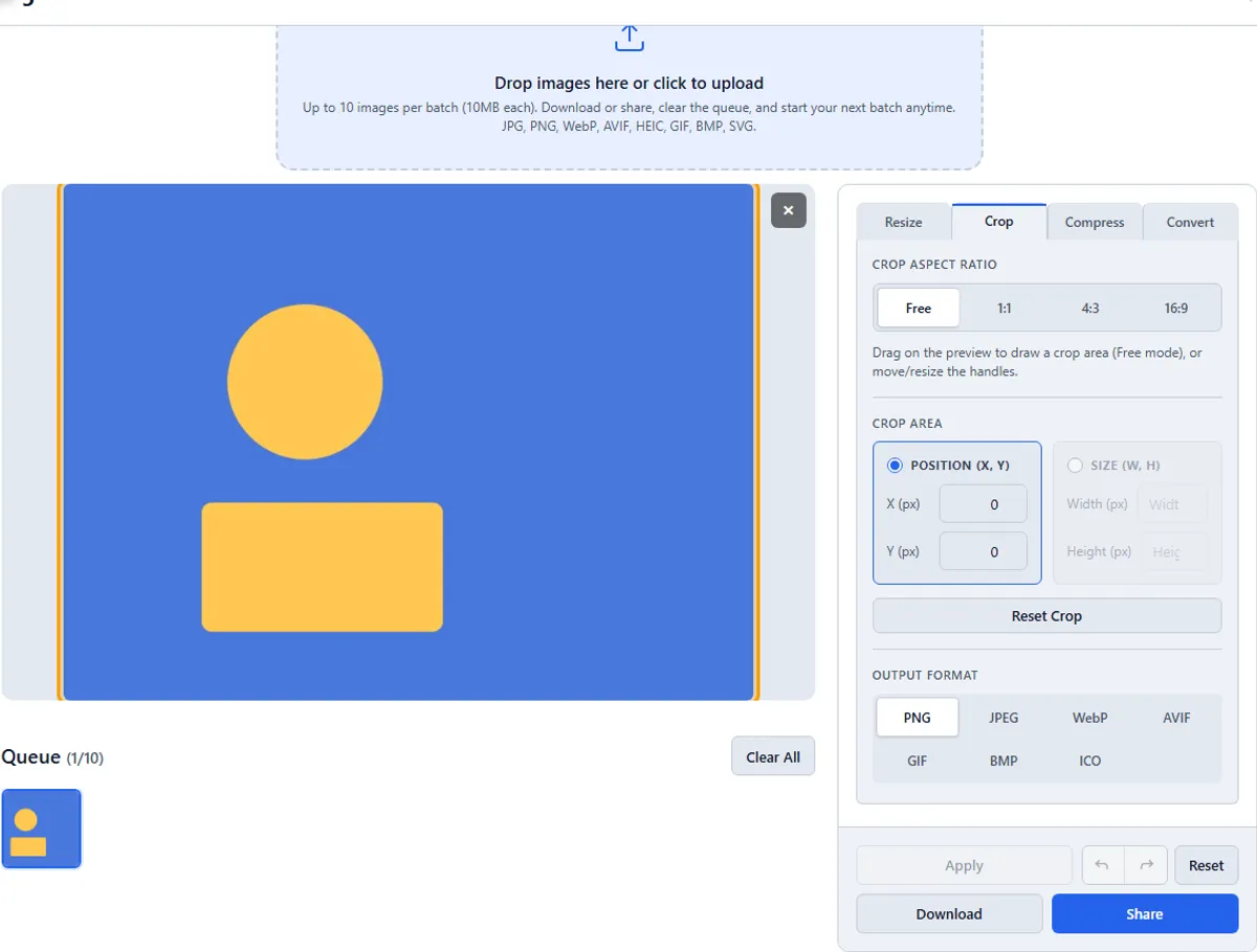 Step 4: Adjust crop box — imageresize.cc