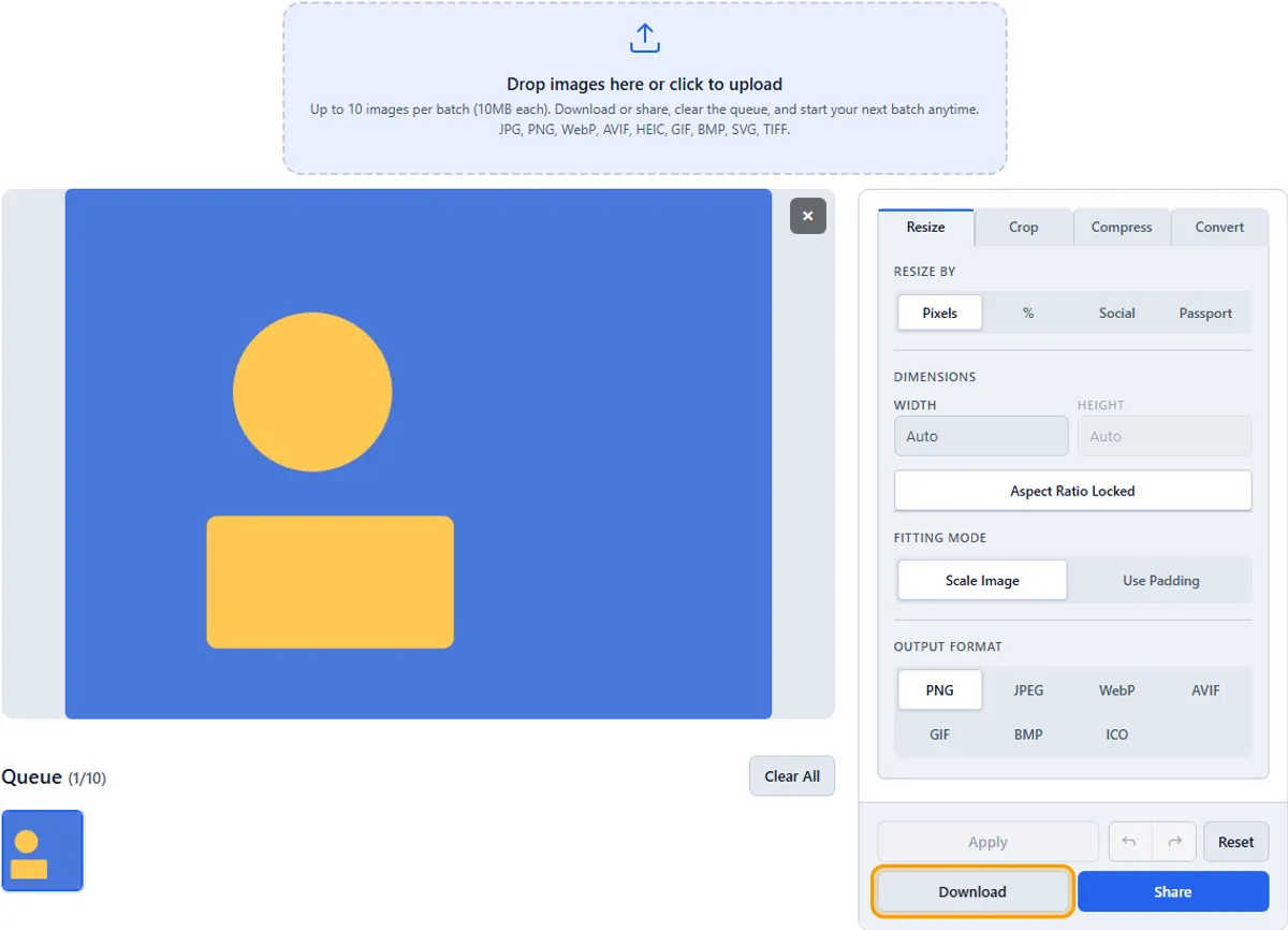 Step 3: Click Download — imageresize.cc
