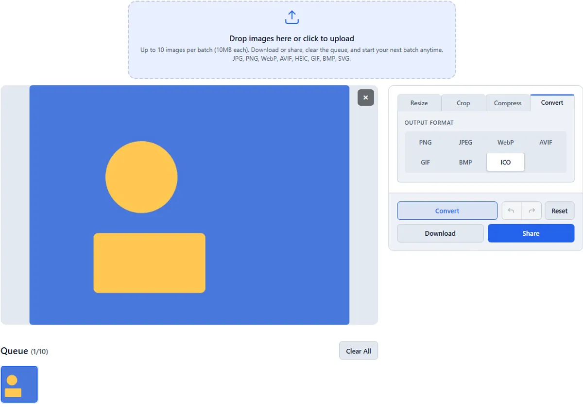 Step 3: Set icon size — imageresize.cc