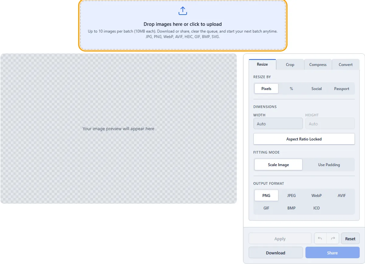 Step 1: Open the tool — imageresize.cc